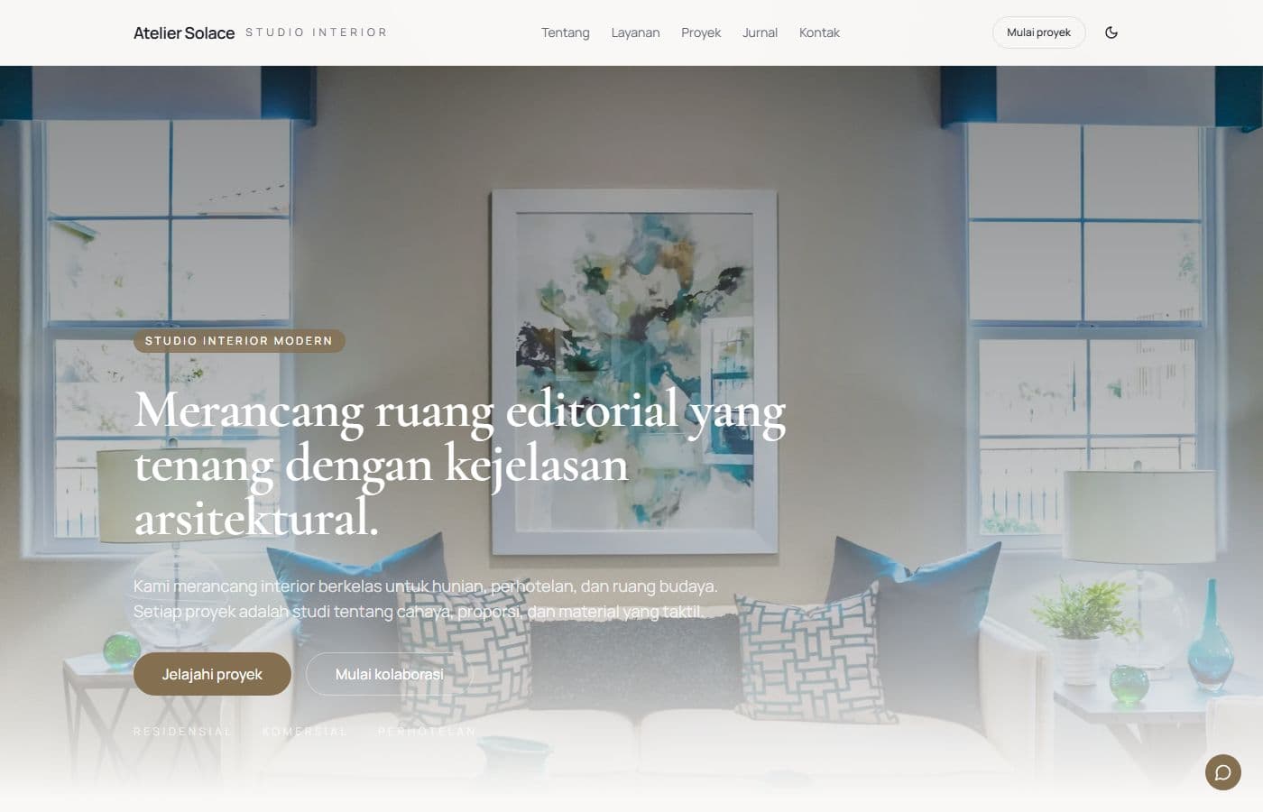 Tangkapan layar proyek Desain Interior Template - landing page galeri desain interior yang bersih dan modern